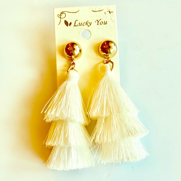 Jewelry - White Tassel Earrings